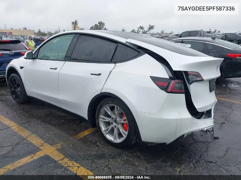 2023 Tesla Model Y Long Range Dual Motor All-Wheel Drive VIN: 7SAYGDEE5PF587336 Lot: 40066077