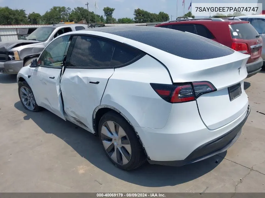 7SAYGDEE7PA074747 2023 Tesla Model Y Awd/Long Range Dual Motor All-Wheel Drive