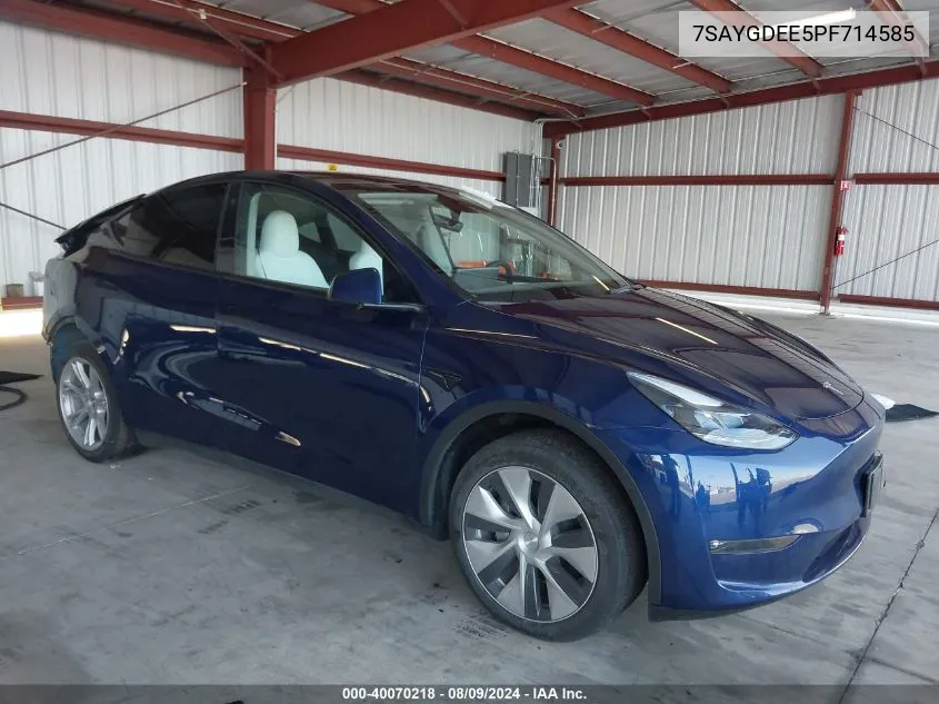 2023 Tesla Model Y Awd/Long Range Dual Motor All-Wheel Drive VIN: 7SAYGDEE5PF714585 Lot: 40070218