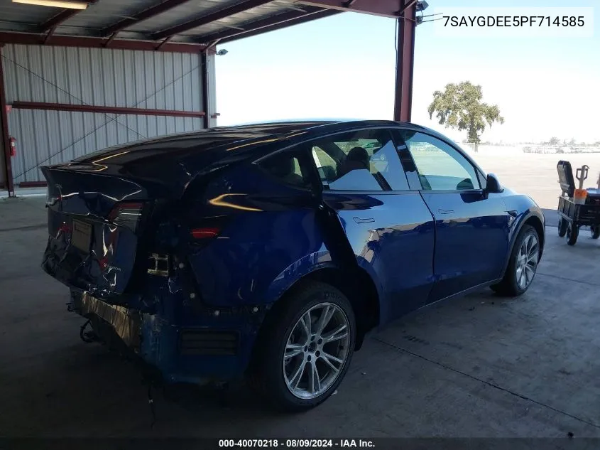 2023 Tesla Model Y Awd/Long Range Dual Motor All-Wheel Drive VIN: 7SAYGDEE5PF714585 Lot: 40070218