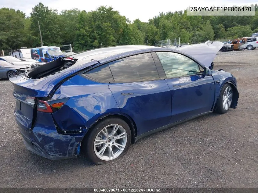 2023 Tesla Model Y Awd/Long Range Dual Motor All-Wheel Drive VIN: 7SAYGAEE1PF806470 Lot: 40079671