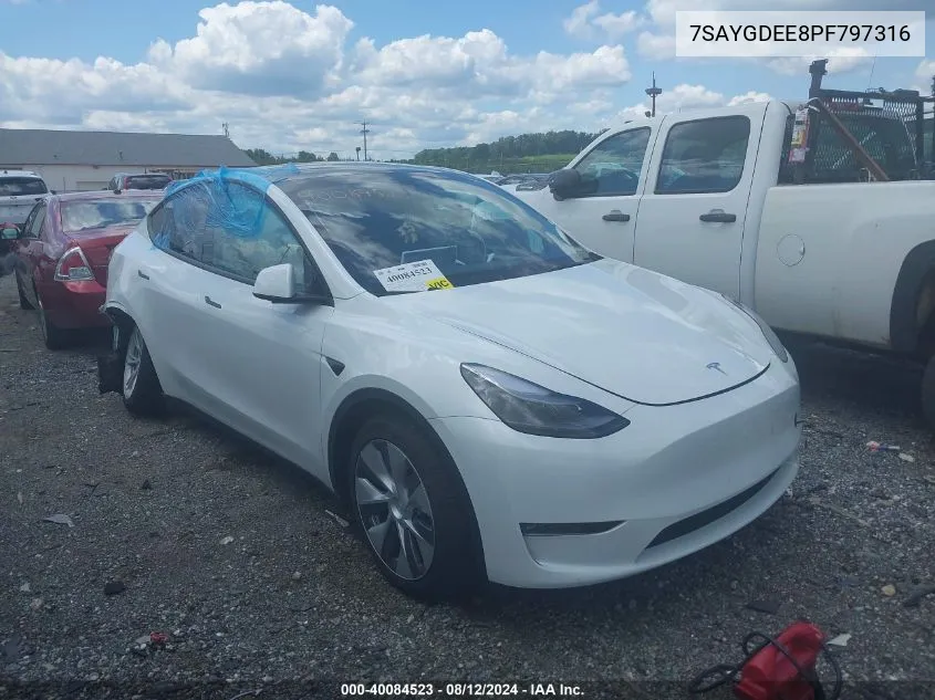 2023 Tesla Model Y Awd/Long Range Dual Motor All-Wheel Drive VIN: 7SAYGDEE8PF797316 Lot: 40084523