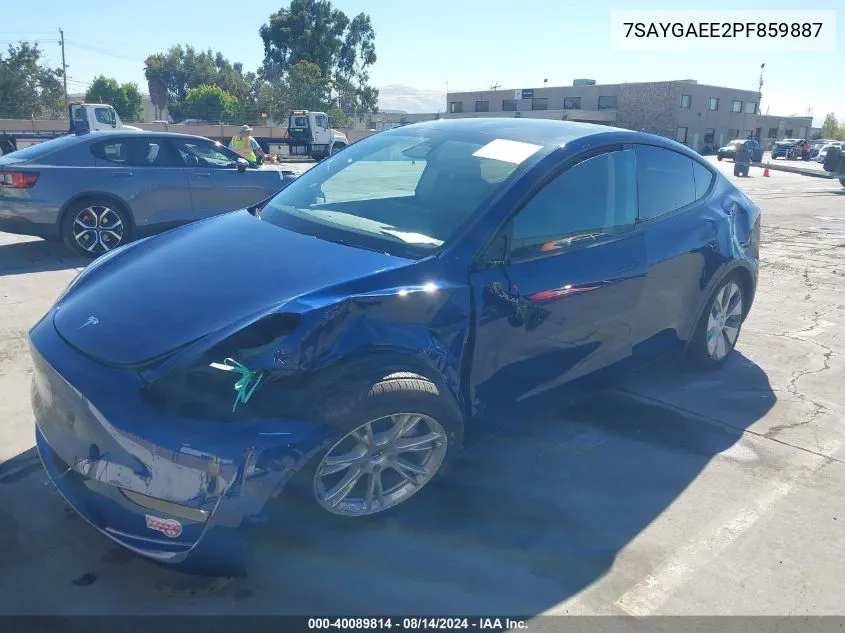 2023 Tesla Model Y Awd/Long Range Dual Motor All-Wheel Drive VIN: 7SAYGAEE2PF859887 Lot: 40089814