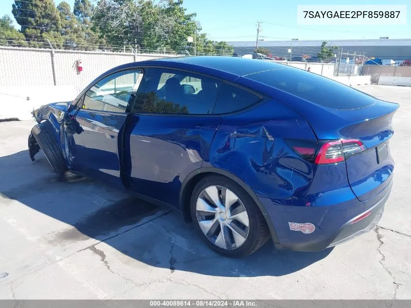 2023 Tesla Model Y Awd/Long Range Dual Motor All-Wheel Drive VIN: 7SAYGAEE2PF859887 Lot: 40089814