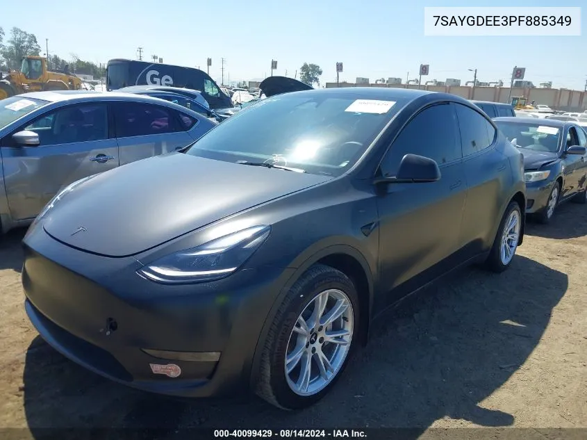 2023 Tesla Model Y Awd/Long Range Dual Motor All-Wheel Drive VIN: 7SAYGDEE3PF885349 Lot: 40099429