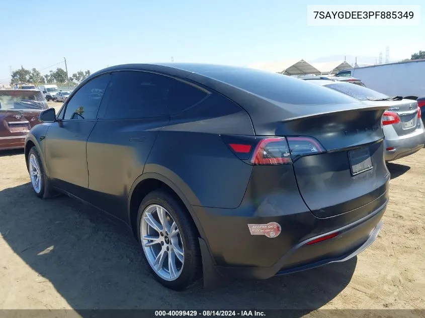 2023 Tesla Model Y Awd/Long Range Dual Motor All-Wheel Drive VIN: 7SAYGDEE3PF885349 Lot: 40099429