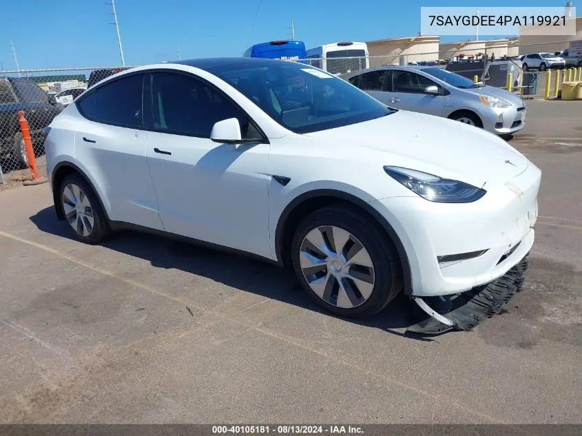 2023 Tesla Model Y VIN: 7SAYGDEE4PA119921 Lot: 40105181