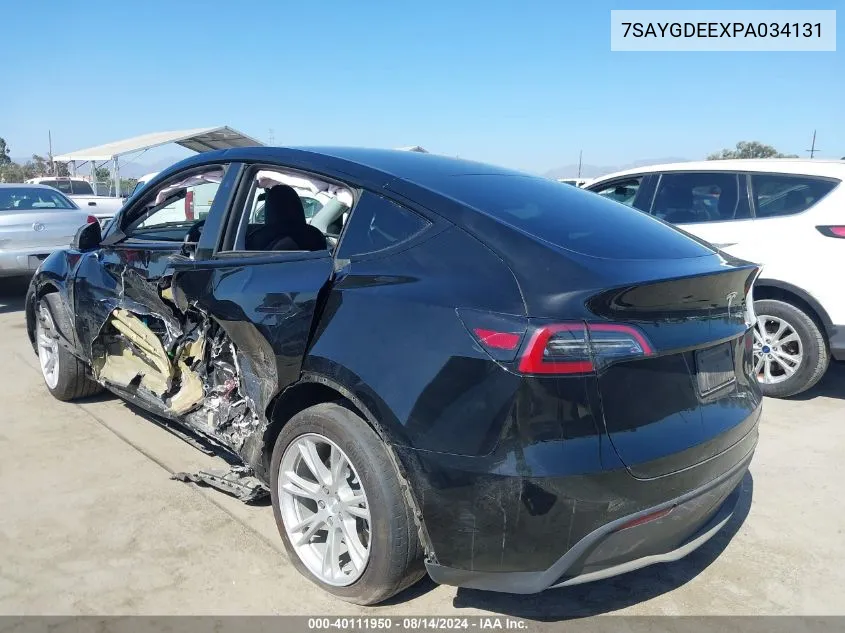 2023 Tesla Model Y Awd/Long Range Dual Motor All-Wheel Drive VIN: 7SAYGDEEXPA034131 Lot: 40111950