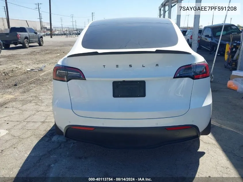 2023 Tesla Model Y Awd/Long Range Dual Motor All-Wheel Drive VIN: 7SAYGAEE7PF591208 Lot: 40113754