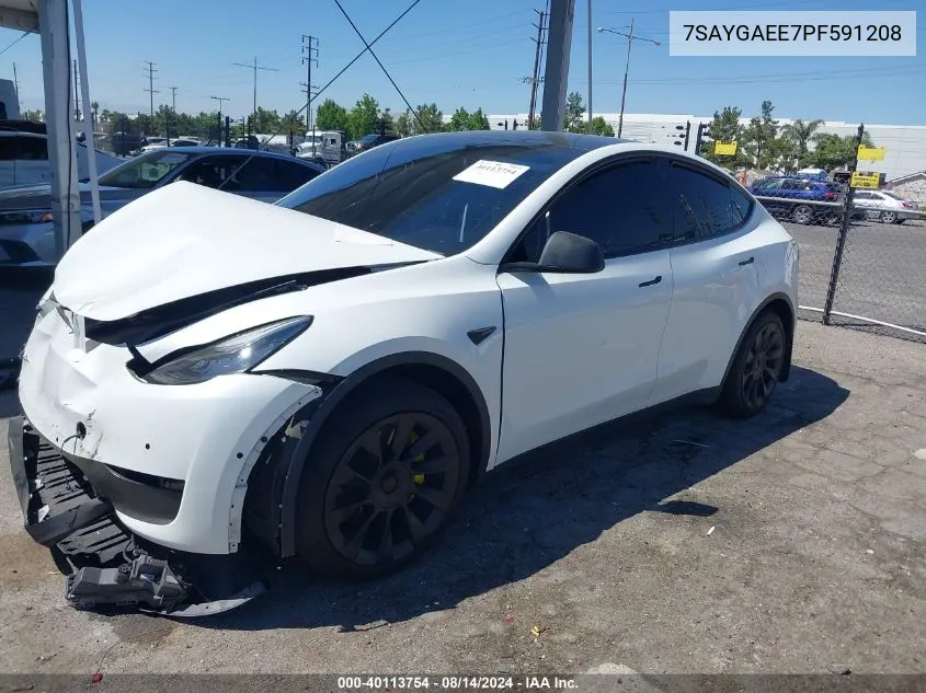 2023 Tesla Model Y Awd/Long Range Dual Motor All-Wheel Drive VIN: 7SAYGAEE7PF591208 Lot: 40113754