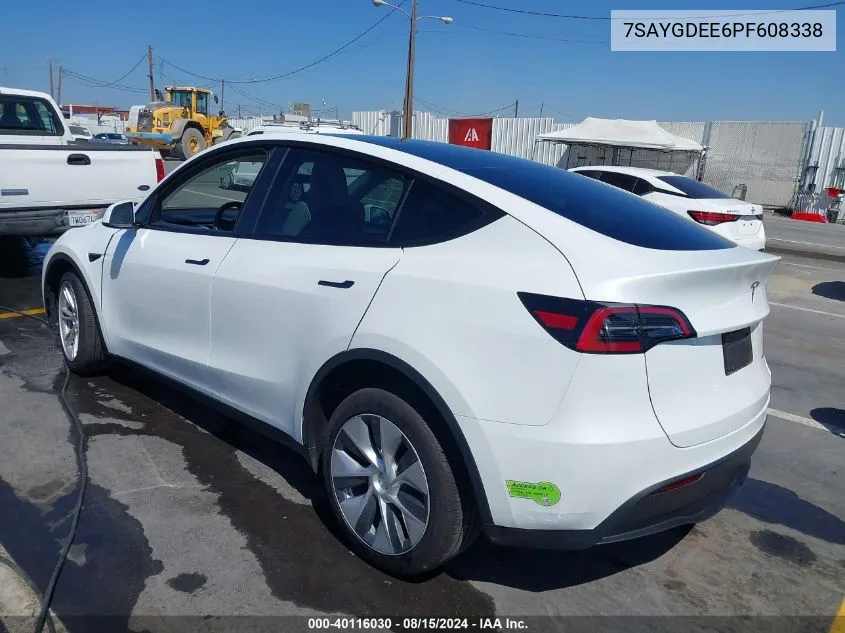 2023 Tesla Model Y Awd/Long Range Dual Motor All-Wheel Drive VIN: 7SAYGDEE6PF608338 Lot: 40116030