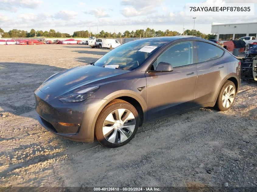 2023 Tesla Model Y VIN: 7SAYGAEE4PF878635 Lot: 40126610