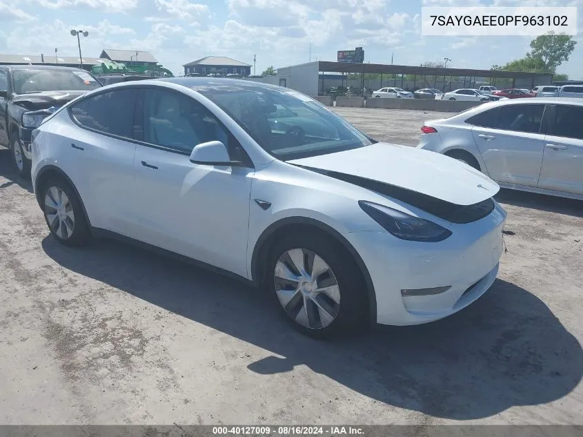 2023 Tesla Model Y Awd/Long Range Dual Motor All-Wheel Drive VIN: 7SAYGAEE0PF963102 Lot: 40127009