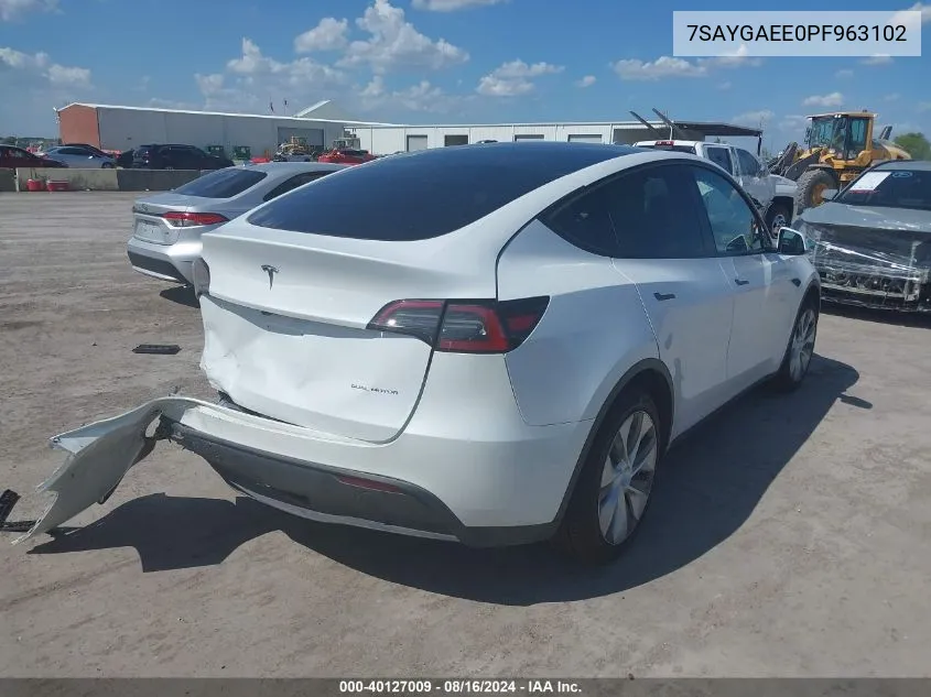 2023 Tesla Model Y Awd/Long Range Dual Motor All-Wheel Drive VIN: 7SAYGAEE0PF963102 Lot: 40127009