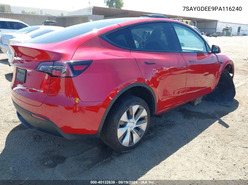 2023 Tesla Model Y Awd/Long Range Dual Motor All-Wheel Drive VIN: 7SAYGDEE9PA116240 Lot: 40132638