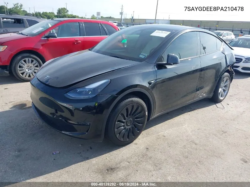 2023 Tesla Model Y Awd/Long Range Dual Motor All-Wheel Drive VIN: 7SAYGDEE8PA210478 Lot: 40139292