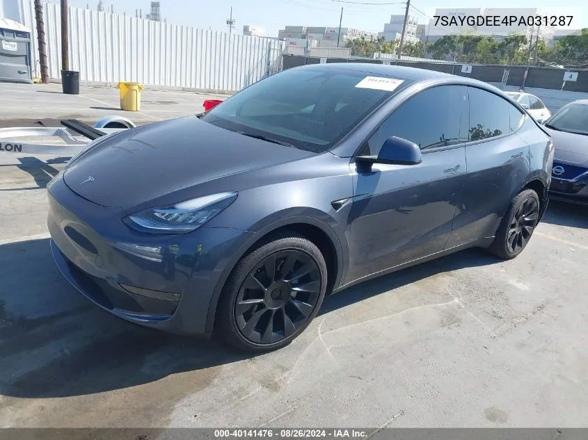 2023 Tesla Model Y Awd/Long Range Dual Motor All-Wheel Drive VIN: 7SAYGDEE4PA031287 Lot: 40141476