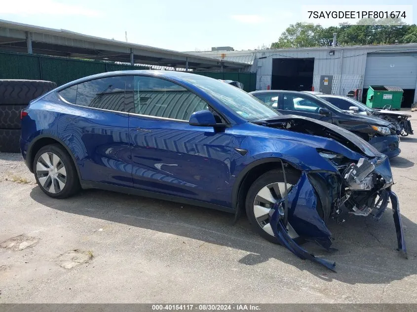 2023 Tesla Model Y Awd/Long Range Dual Motor All-Wheel Drive VIN: 7SAYGDEE1PF801674 Lot: 40154117