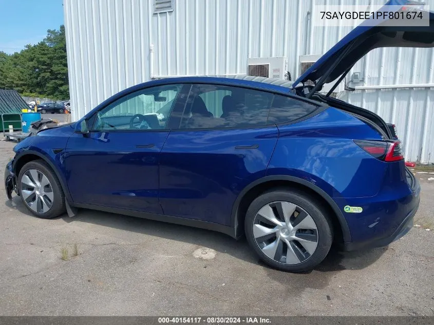 2023 Tesla Model Y Awd/Long Range Dual Motor All-Wheel Drive VIN: 7SAYGDEE1PF801674 Lot: 40154117