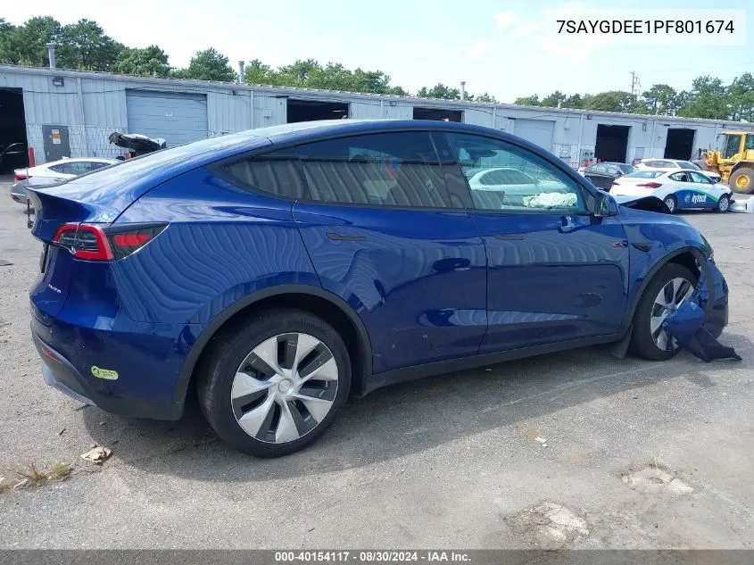 2023 Tesla Model Y Awd/Long Range Dual Motor All-Wheel Drive VIN: 7SAYGDEE1PF801674 Lot: 40154117