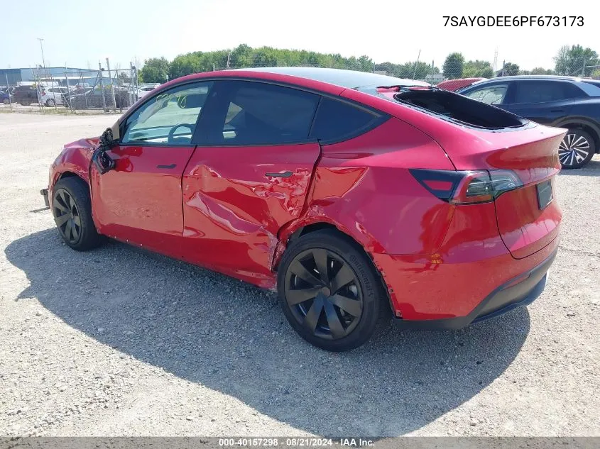 2023 Tesla Model Y VIN: 7SAYGDEE6PF673173 Lot: 40157298