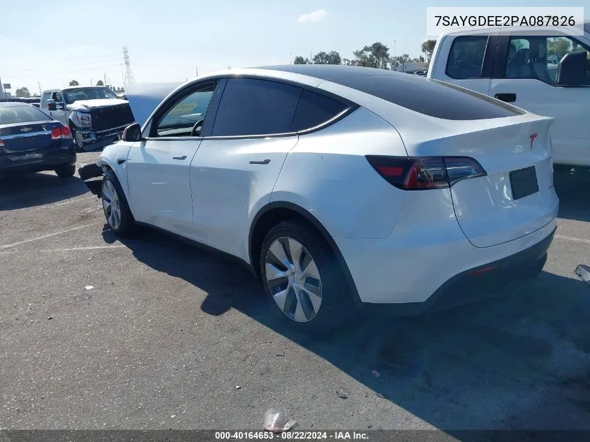 2023 Tesla Model Y Awd/Long Range Dual Motor All-Wheel Drive VIN: 7SAYGDEE2PA087826 Lot: 40164653