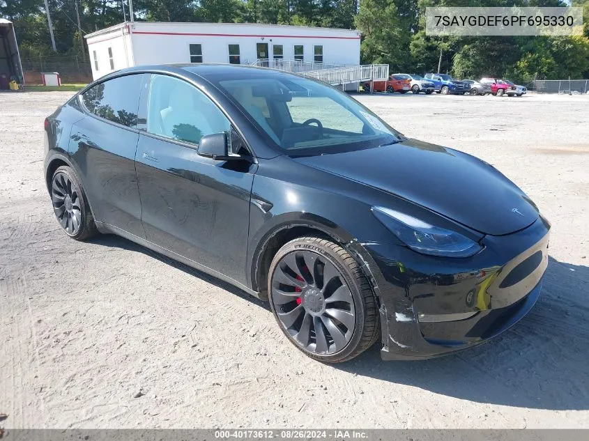 2023 Tesla Model Y Awd/Performance Dual Motor All-Wheel Drive VIN: 7SAYGDEF6PF695330 Lot: 40173612