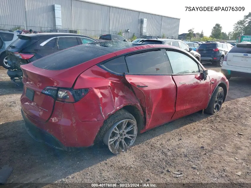 2023 Tesla Model Y Awd/Long Range Dual Motor All-Wheel Drive VIN: 7SAYGDEE4PA076309 Lot: 40176036