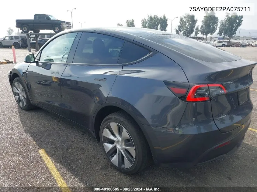 2023 Tesla Model Y Awd/Long Range Dual Motor All-Wheel Drive VIN: 7SAYGDEE2PA075711 Lot: 40180585