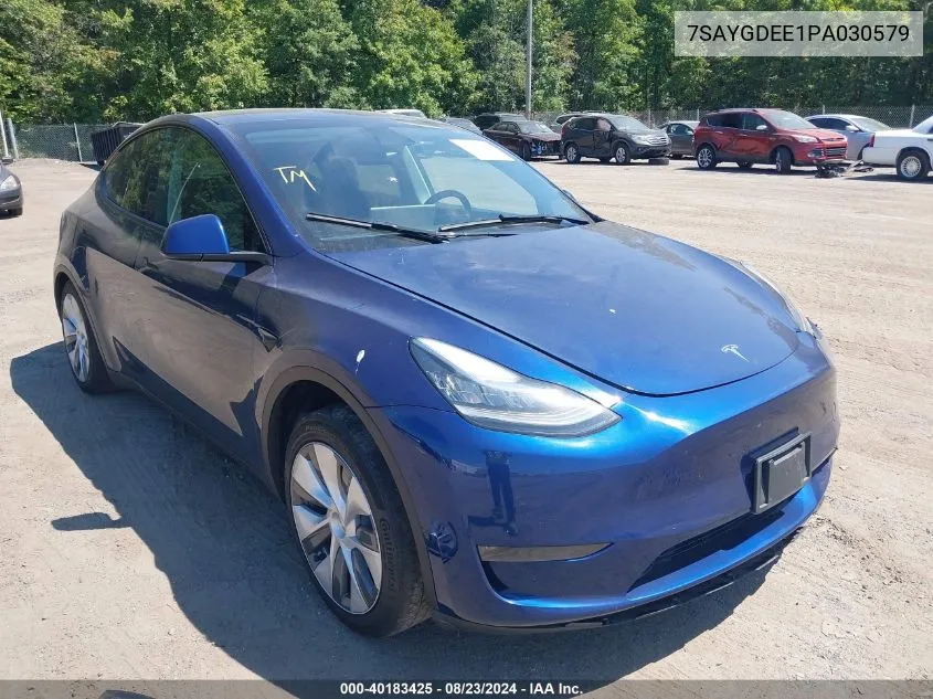 2023 Tesla Model Y Awd/Long Range Dual Motor All-Wheel Drive VIN: 7SAYGDEE1PA030579 Lot: 40183425