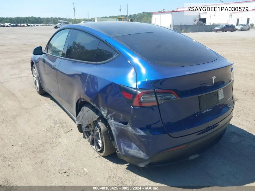 2023 Tesla Model Y Awd/Long Range Dual Motor All-Wheel Drive VIN: 7SAYGDEE1PA030579 Lot: 40183425