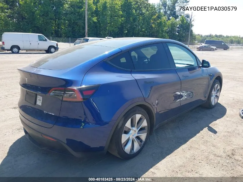 2023 Tesla Model Y Awd/Long Range Dual Motor All-Wheel Drive VIN: 7SAYGDEE1PA030579 Lot: 40183425