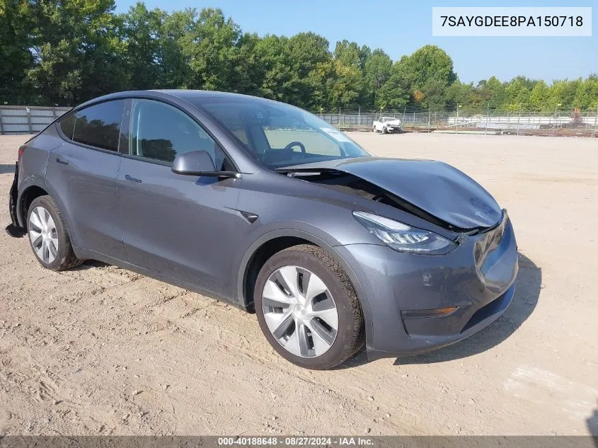 2023 Tesla Model Y Awd/Long Range Dual Motor All-Wheel Drive VIN: 7SAYGDEE8PA150718 Lot: 40188648