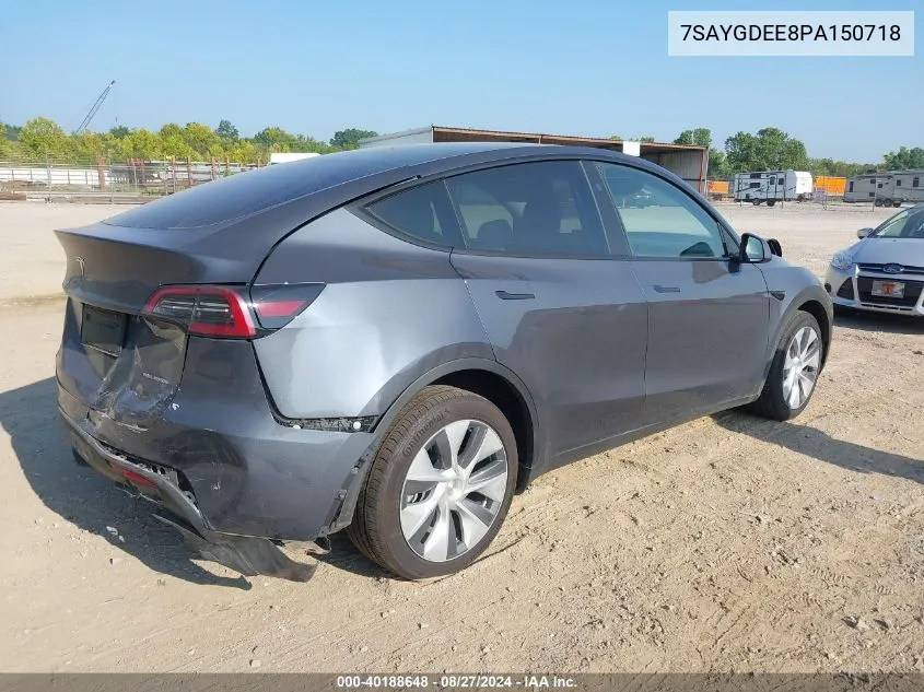 2023 Tesla Model Y Awd/Long Range Dual Motor All-Wheel Drive VIN: 7SAYGDEE8PA150718 Lot: 40188648