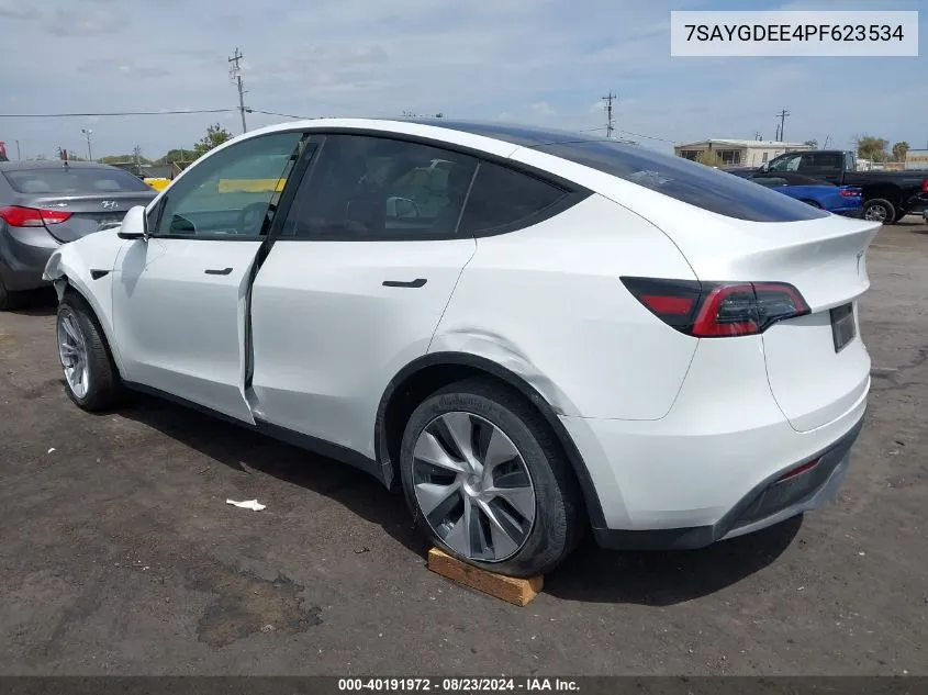 2023 Tesla Model Y Awd/Long Range Dual Motor All-Wheel Drive VIN: 7SAYGDEE4PF623534 Lot: 40191972