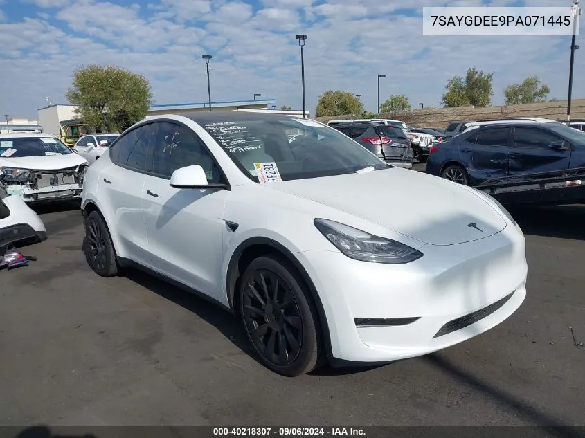 2023 Tesla Model Y Awd/Long Range Dual Motor All-Wheel Drive VIN: 7SAYGDEE9PA071445 Lot: 40218307