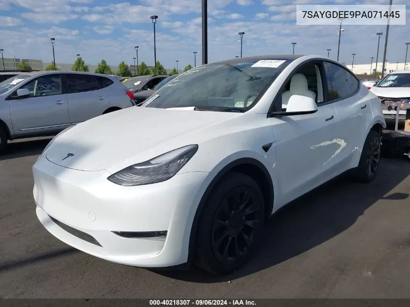 2023 Tesla Model Y Awd/Long Range Dual Motor All-Wheel Drive VIN: 7SAYGDEE9PA071445 Lot: 40218307