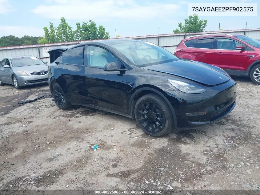 2023 Tesla Model Y Awd/Long Range Dual Motor All-Wheel Drive VIN: 7SAYGAEE2PF902575 Lot: 40225003