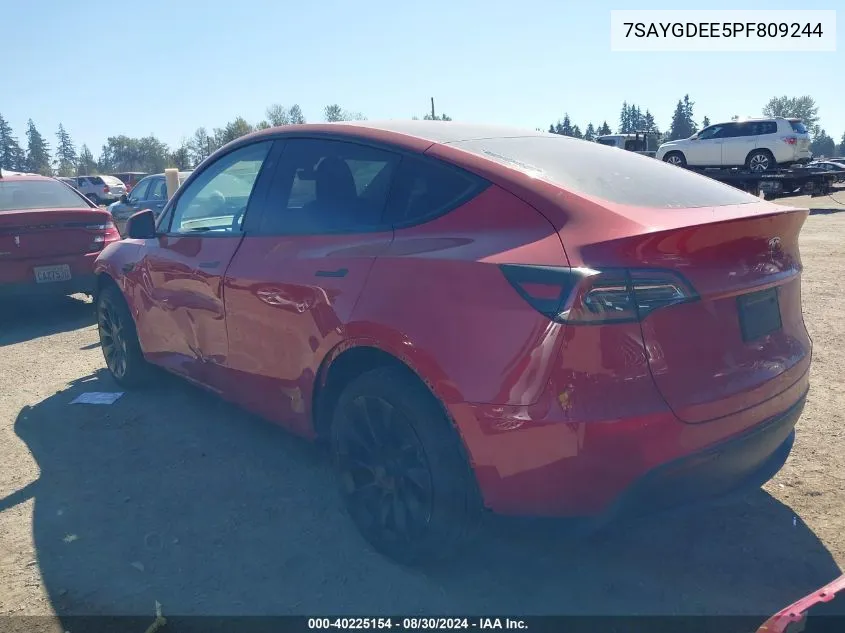 2023 Tesla Model Y Awd/Long Range Dual Motor All-Wheel Drive VIN: 7SAYGDEE5PF809244 Lot: 40225154