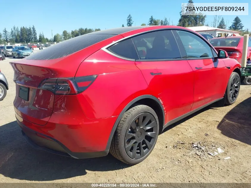 2023 Tesla Model Y Awd/Long Range Dual Motor All-Wheel Drive VIN: 7SAYGDEE5PF809244 Lot: 40225154