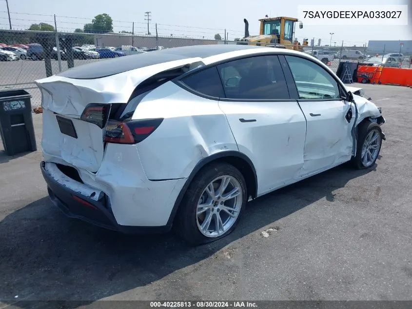 2023 Tesla Model Y Awd/Long Range Dual Motor All-Wheel Drive VIN: 7SAYGDEEXPA033027 Lot: 40225813