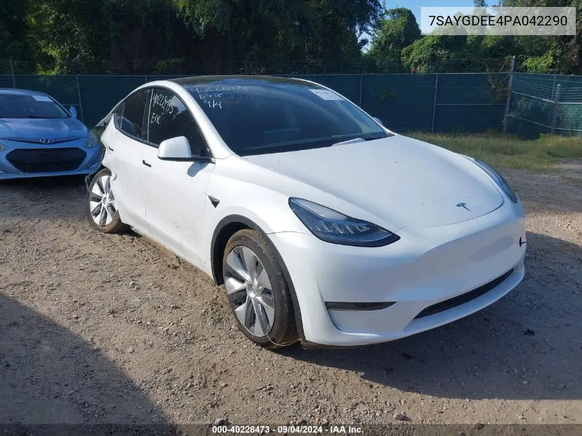 2023 Tesla Model Y Awd/Long Range Dual Motor All-Wheel Drive VIN: 7SAYGDEE4PA042290 Lot: 40228473