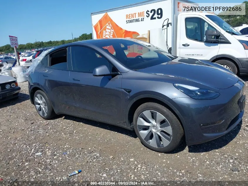 2023 Tesla Model Y Awd/Long Range Dual Motor All-Wheel Drive VIN: 7SAYGDEE1PF892686 Lot: 40230344