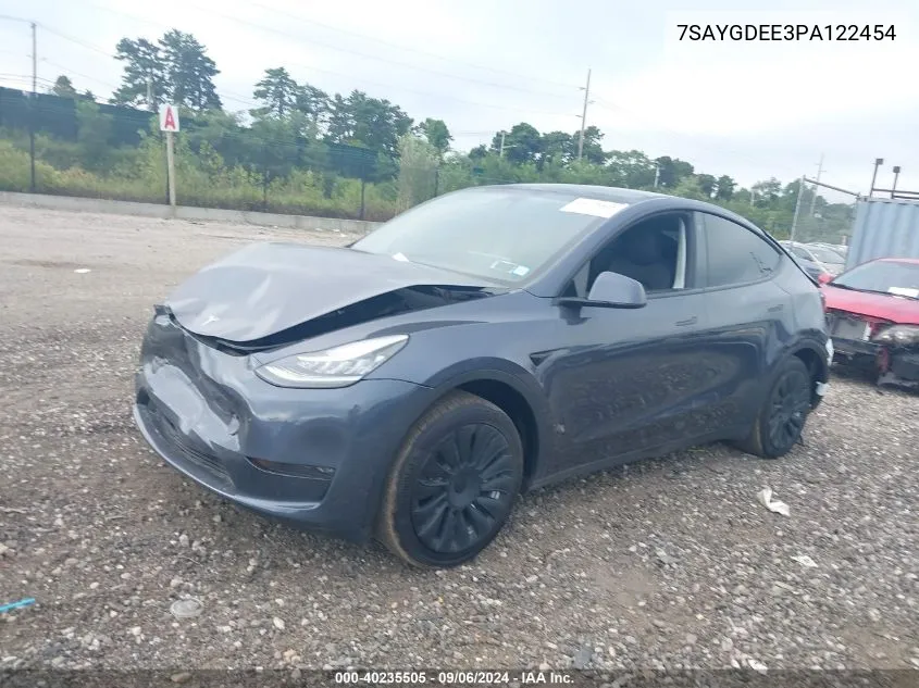 2023 Tesla Model Y Awd/Long Range Dual Motor All-Wheel Drive VIN: 7SAYGDEE3PA122454 Lot: 40235505