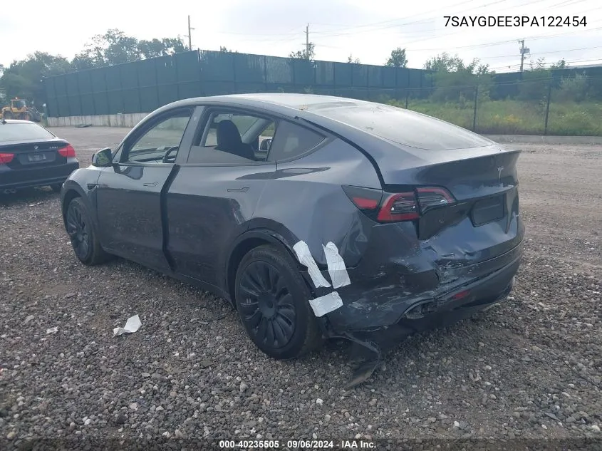 2023 Tesla Model Y Awd/Long Range Dual Motor All-Wheel Drive VIN: 7SAYGDEE3PA122454 Lot: 40235505