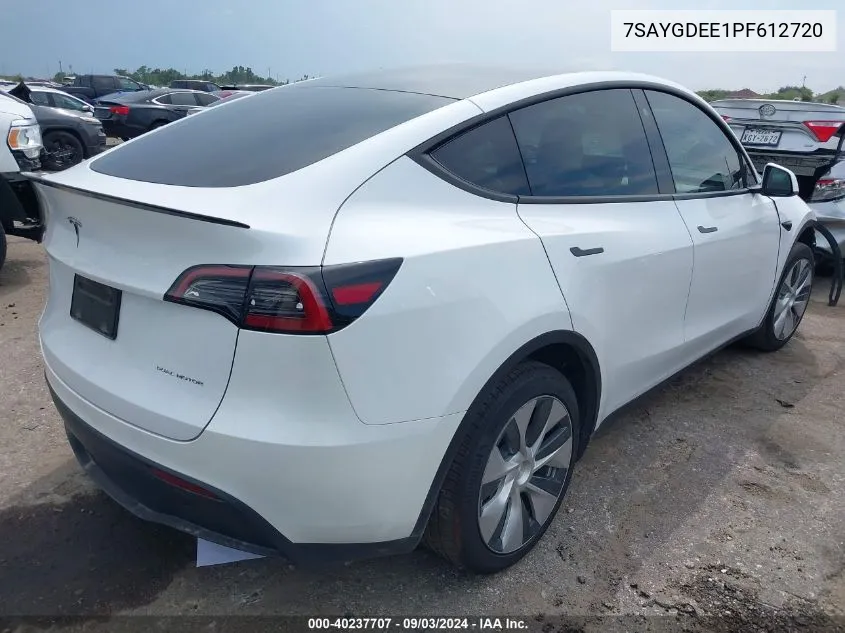 2023 Tesla Model Y Awd/Long Range Dual Motor All-Wheel Drive VIN: 7SAYGDEE1PF612720 Lot: 40237707