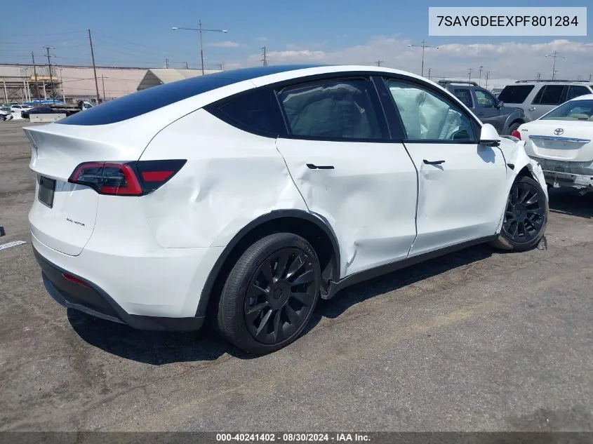 2023 Tesla Model Y Awd/Long Range Dual Motor All-Wheel Drive VIN: 7SAYGDEEXPF801284 Lot: 40241402