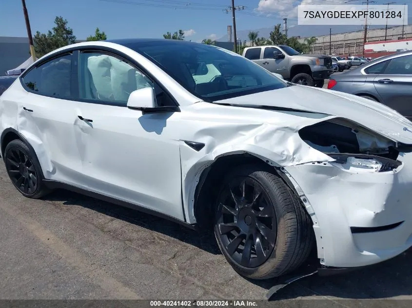 2023 Tesla Model Y Awd/Long Range Dual Motor All-Wheel Drive VIN: 7SAYGDEEXPF801284 Lot: 40241402