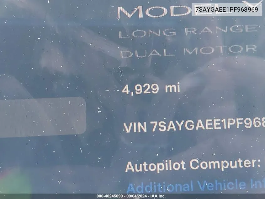 2023 Tesla Model Y VIN: 7SAYGAEE1PF968969 Lot: 40245099