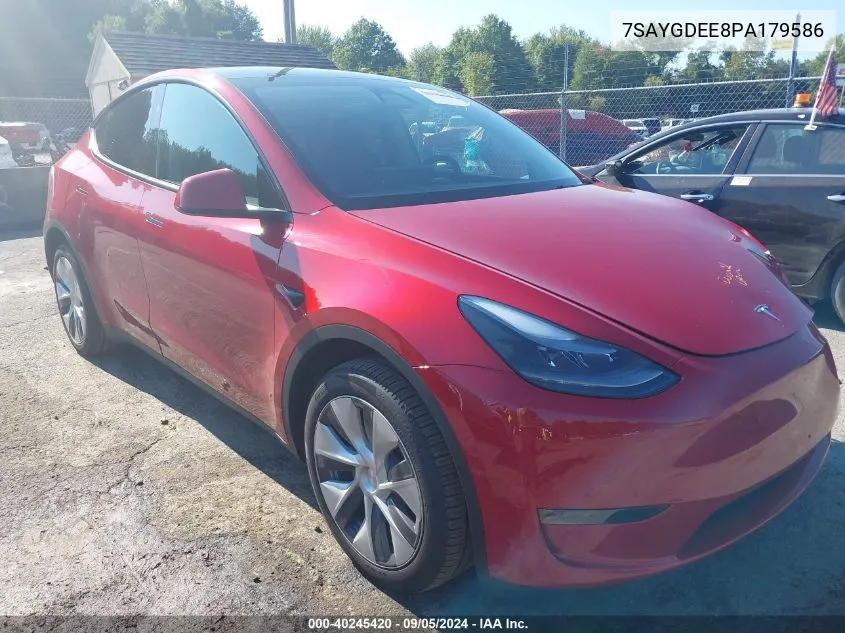 2023 Tesla Model Y Awd/Long Range Dual Motor All-Wheel Drive VIN: 7SAYGDEE8PA179586 Lot: 40245420